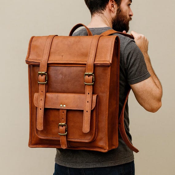 Handmade Full-Grain Leather Backpack | Rustic Vintage Travel bag | Large Laptop Bag | Gift for Him | Work & Adventure Pack