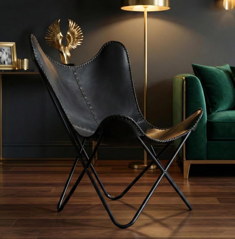 butterfly chair, mid century chair, leather chair, accent chair, bkf chair, sling chair, leather accent chair, living room chair, lounge chair, boho chair, luxury chair, modern accent chair, reading chair