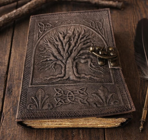 Tree of Life Leather Journal – Handmade Vintage Grimoire, Witchcraft Spell Book, Wiccan Journal, Gothic Fantasy Notebook