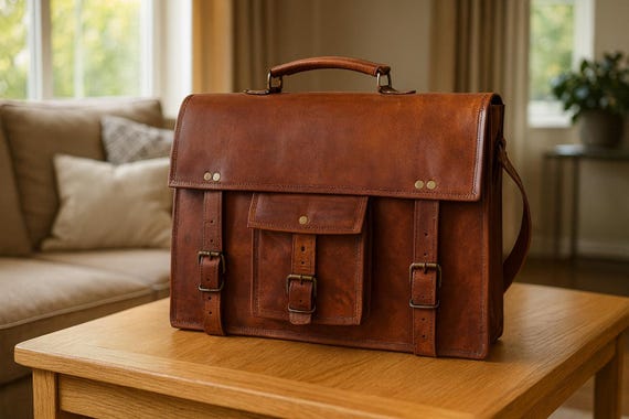 Handmade Leather Messenger Bag | Vintage Brown Laptop Satchel