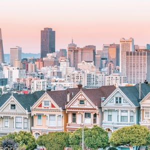 Painted Ladies San Francisco Wall Art | Cityscape Digital Download | Urban Skyline Print | California Home Decor | Printable Poster