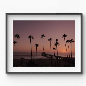 Photo de Manhattan Beach Sunset Pier : impression d&#39;art côtière de Californie (téléchargement numérique)