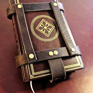 Leather Book Holster: Customisable Book Carrier, with belt loops for Ren Faire, LARP, Cosplay Regular Size