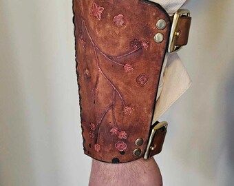 Patchwork Leather Arm Bracers; handmade and unique