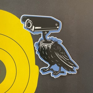 Surveillance Bird Sticker &quot;Not Real&quot; 4&quot;x4&quot;