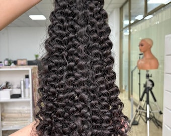 Indian Human Hair Weave: Baby Soft Curly Weft, #1 Black