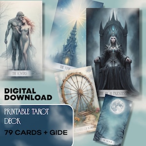 Carta de Tarô para Imprimir, Baralho de Tarô com Guia, Cartas de Tarô de 78 Cartas, Baralho de Tarô Personalizado, Design Personalizado, Para Imprimir