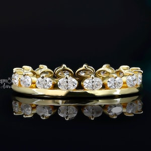 Oval Lab Grown Diamond Band Oval Diamond Wedding Band Women East-West Set Band Matching band for Engagement Ring Diamond Proposal Band