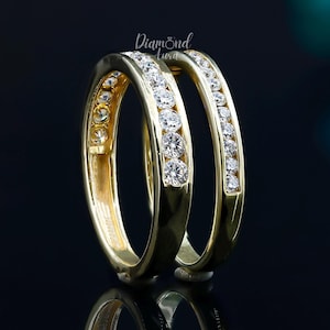 Anillo de boda de moissanita con engaste de canal para mujer, anillo apilable de media eternidad con engaste de canal redondo de 2,50 mm.