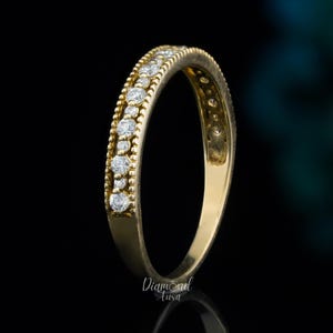Lab Grown Diamond Wedding Band 14K Gold Eternity Ring for Women Lab Diamond Delicate Ring Dainty Minimalist Ring Art Deco Stackable Ring