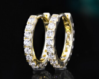 14K Gold Hoop Earrings Huggie Hoop Earrings Cartilage Hoop Earrings Diamond Hoops Earrings Dainty Gold Hoops Earrings Small Hoop Earrings