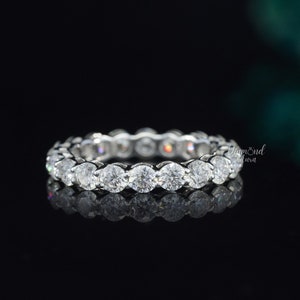 Runde Moissanite Eternity Band 14K Solid Gold Moissanite Hochzeitsband für Frauen Stapelbare Band Passende Jubiläumsband Voll Eternity Band
