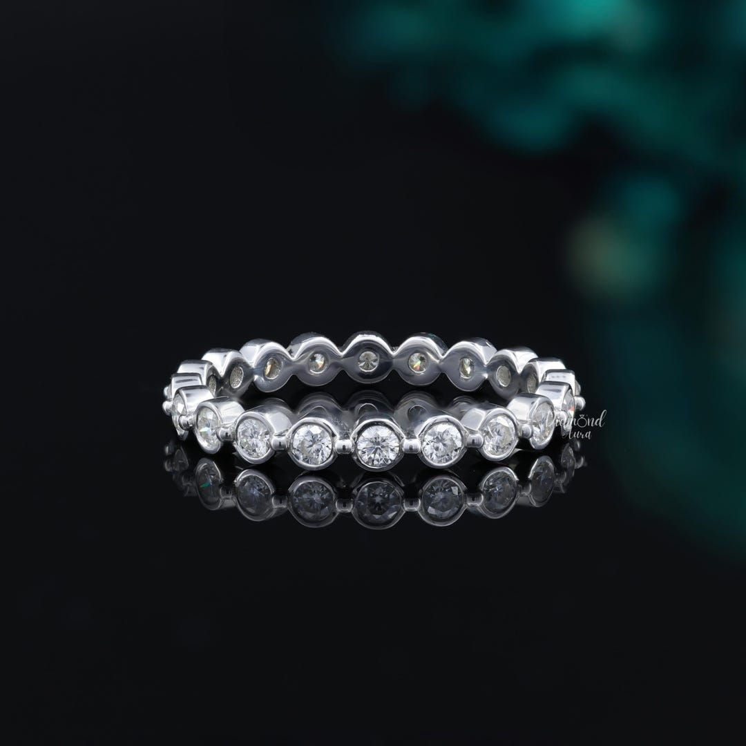 Lab Diamond Bezel Set Eternity Band Lab Grown Diamond Stackable Wedding ...