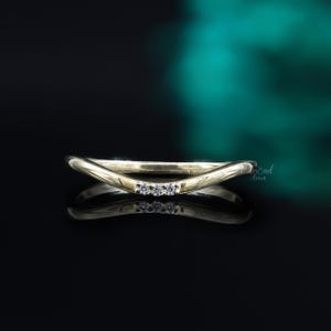 Curved Wedding Band Women Moissanite Band Ring Anniversary Gift for Wife Chevron Ring U Shaped Wedding Band Minimalist Ring For Women