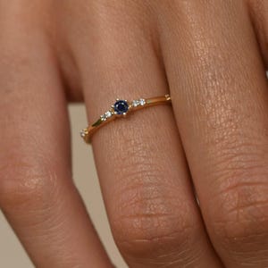 Diamond Blue Sapphire Half Eternity Band Pave Alternating Sapphire Diamond Infinity 2mm Wedding Band Anniversary September April Stack Ring