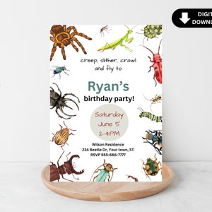 Birthday Invitation Bug Party Invite Kid Birthday Invitation Bug Editable Template Printable Personalize Insect Birthday Party Spider Tween