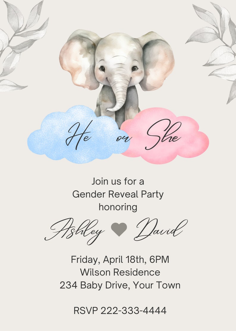 Invitation Gender Reveal Party Invite Gender Reveal Invitation Editable ...
