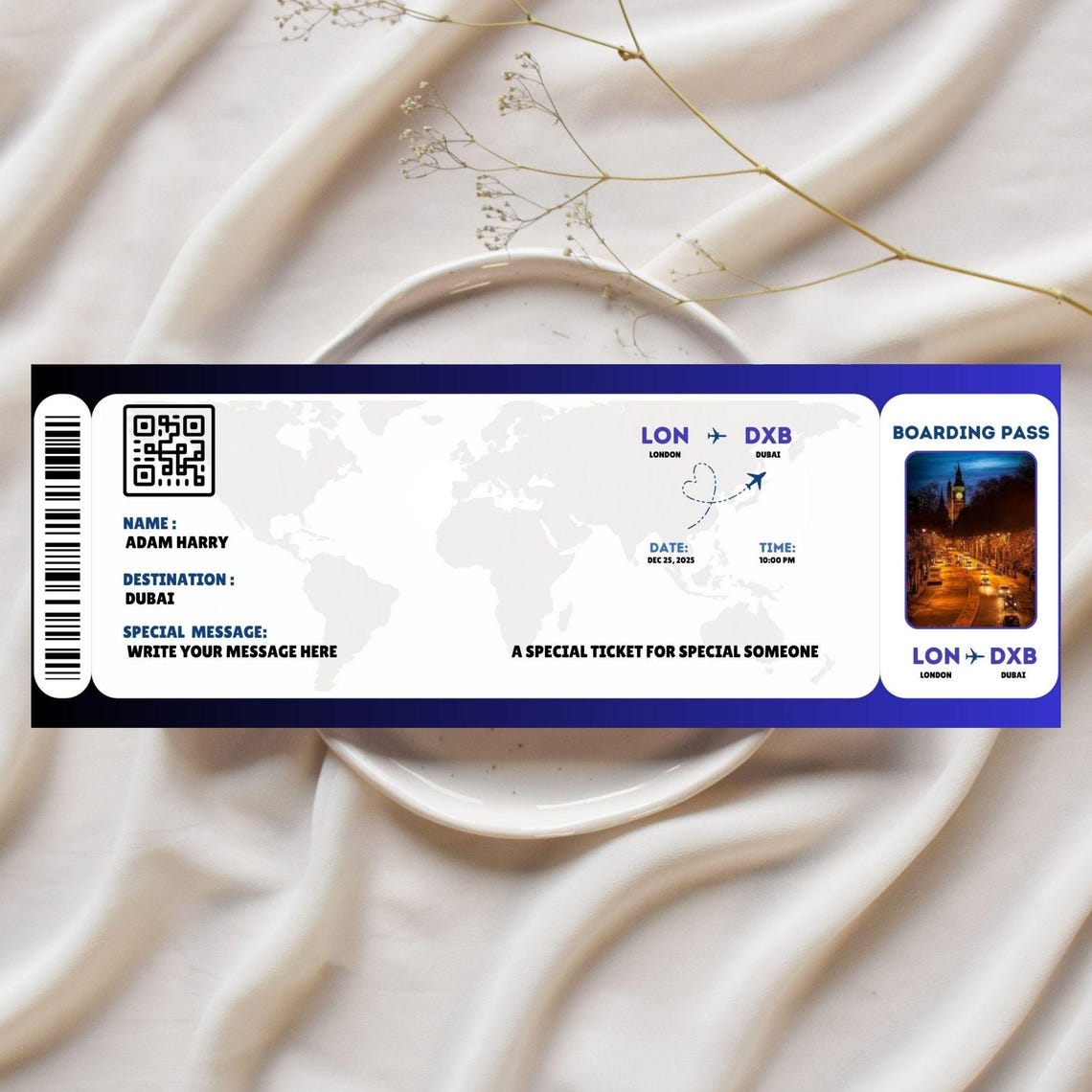 Custom Pass Tickets Editable Boarding Pass Template, Airline Ticket Canva, Printable ...