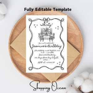 Birthday Dinner Editable Invitation, Dinner Party Invitation Template, Adult Birthday Invite, Digital Download, Instant Download