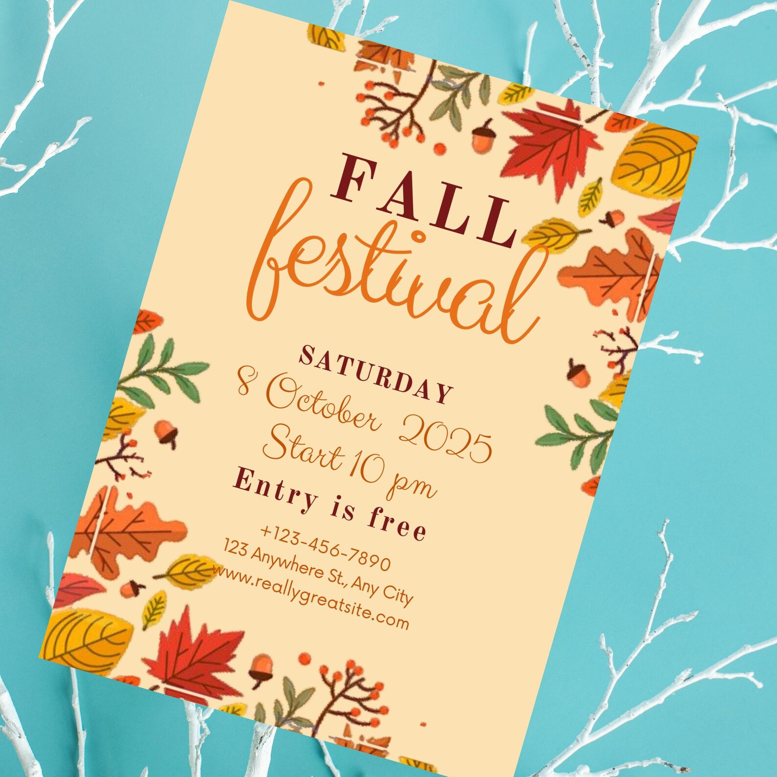 Editable Fall Festival Flyer Template, Printable Harvest Festival