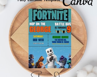 Editable Fort Game Birthday Invitation | Fort Night Birthday Party Template | Video Game Birthday Invite | Fort Gaming Birthday Evite