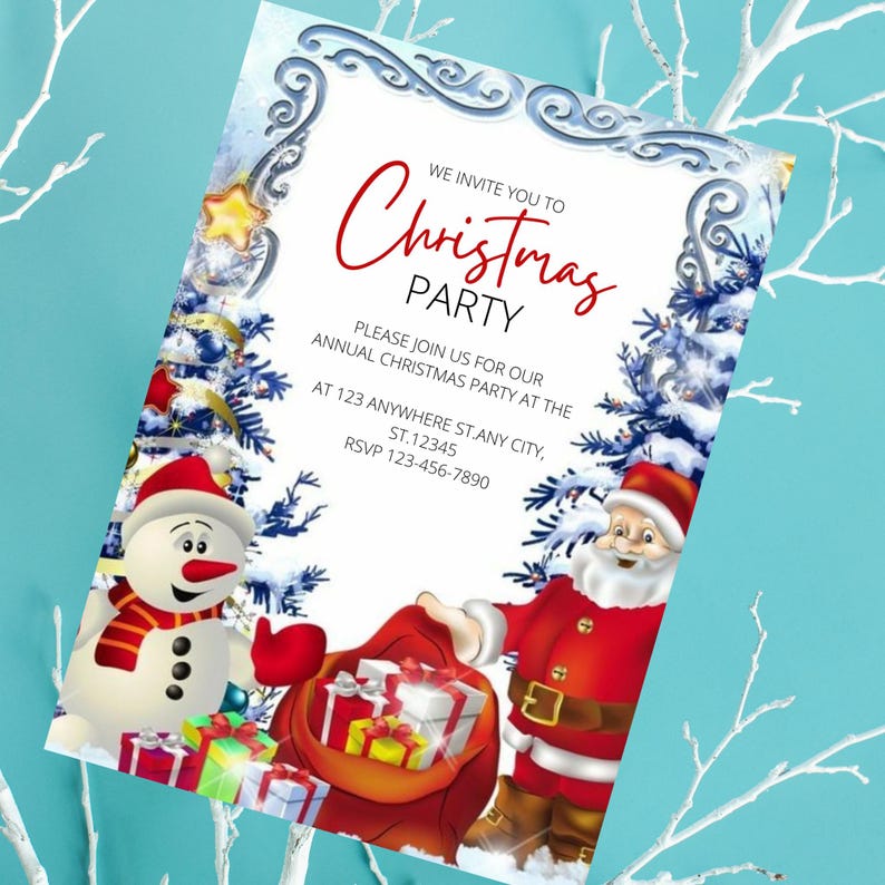 Editable Merry Little Christmas Party Invitation, Holiday Party Invite