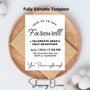 Going Away Party Invitation - Modern Farewell Party Invite, Moving Away Invite, Goodbye, Farewell Party Template, Editable Instant Download