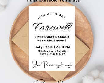 Going Away Party Invitation - Modern Farewell Party Invite, Moving Away Invite, Goodbye, Farewell Party Template, Editable Instant Download