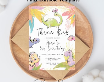 Editable Dinosaur Birthday Invitation Template, Dinosaur Birthday Invitation, Dinosaur Printable Birthday Template, Dinosaur Invitation