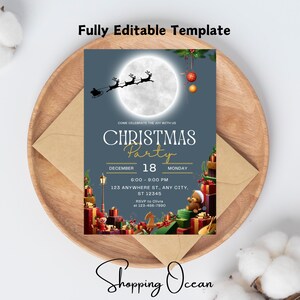 Editable Christmas Party Invitation, Christmas Party Invitation, Party Announcement, Printable Template, Christmas Invitation Download