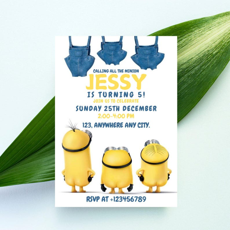 Editable Minions Yellow Birthday Invitation Template, Calling All the