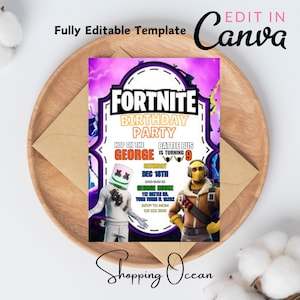 Editable Fort Game Birthday Invitation | Fort Night Birthday Party Template | Video Game Birthday Invite | Fort Gaming Birthday Evite