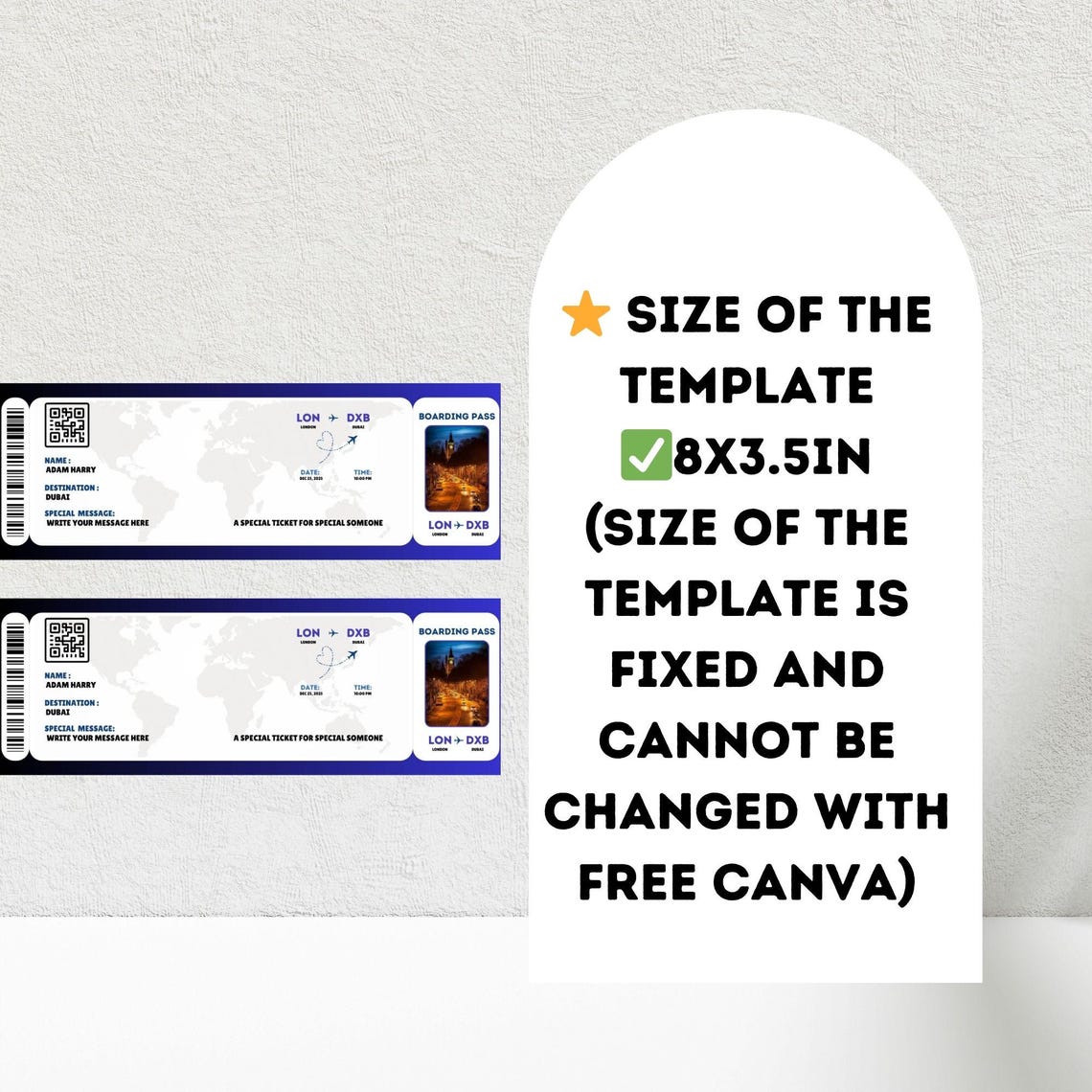 Custom Pass Tickets Editable Boarding Pass Template, Airline Ticket Canva, Printable ...