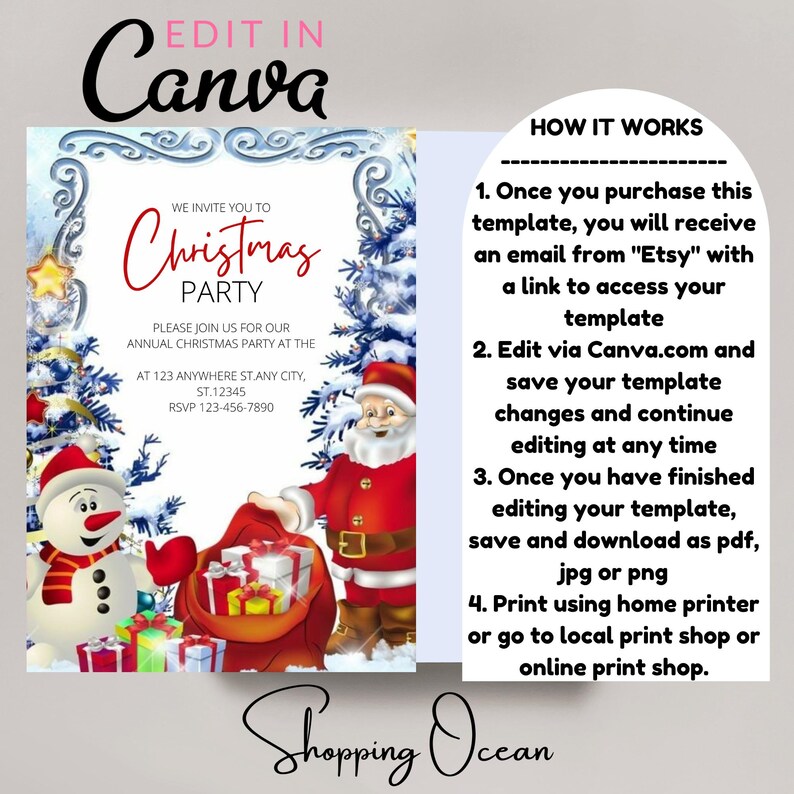 Editable Merry Little Christmas Party Invitation, Holiday Party Invite