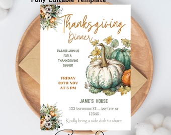 Thanksgiving Dinner Einladung, Let's Give Danks Einladung Vorlage, Thanksgiving einladen, druckbare Thanksgiving Einladung, Friendsgiving