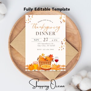 Thanksgiving Invitation, Digital Thanksgiving Invite, Casual Thanksgiving Invitation, Potluck, Thankful Together, DIY Printable