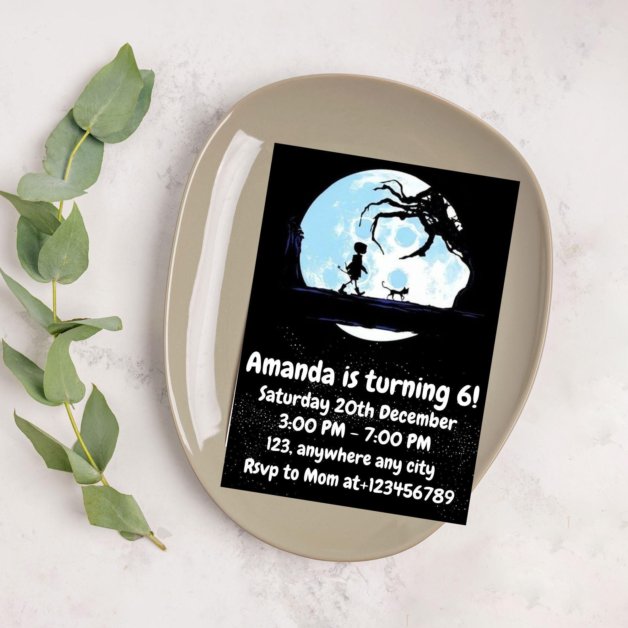Editable Coraline Invitation Canva, Printable Coraline Birthday