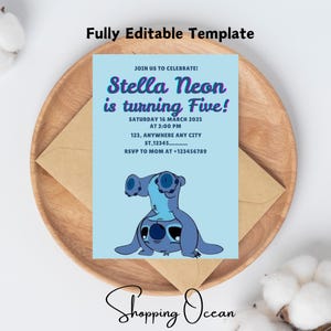 Stitch Birthday Invitation, Stitch Birthday Party Invitation, Stitch & Lilo Birthday Party Invite Instant Download