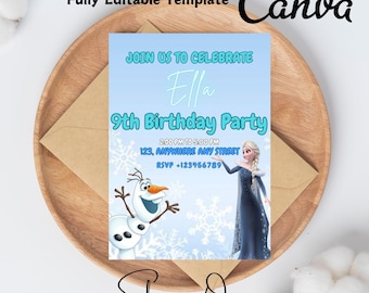 Editable Frozen birthday invitation template frozen birthday invite elsa party invitation frozen editable birthday invitation frozen party