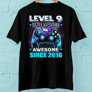 9th Birthday Boy Level 9 Gamer 9 Year Video Game Party Png, 2025 Birthday Gamer Png, 9 Year Video Game Png.