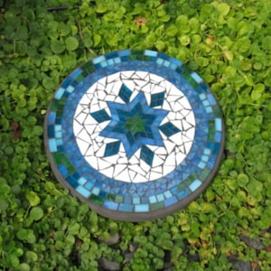 Stained Glass Mosaic Stepping Stone for Yard or Garden