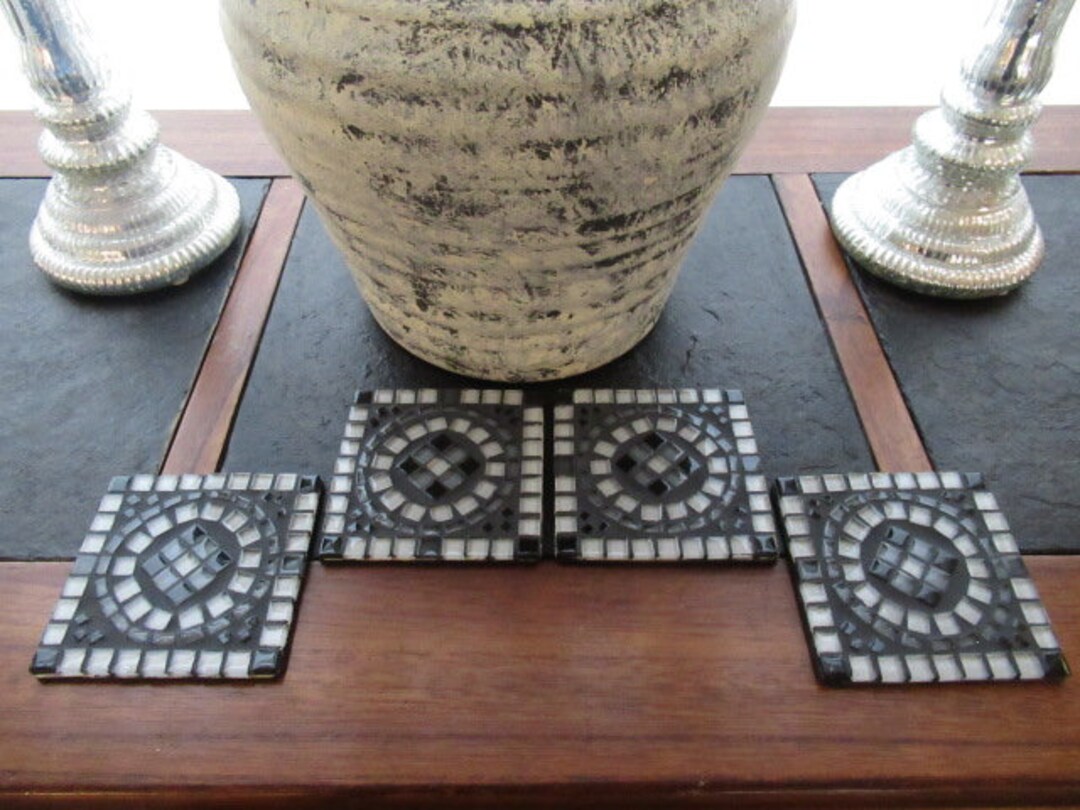 Mosaic Tile Coaster Set 4 Etsy
