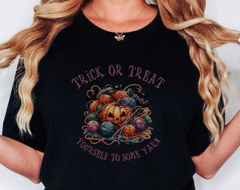 Halloween Knitting Shirt, Gift For Knitter, Cute Halloween Knitting Shirt, Knitter Shirt, Spooky Season Shirt, Funny Halloween Knitting Tee
