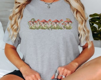 Goblincore Toads and Mushrooms Shirt, Cottagecore Toad Shirt, Botanical Mushroom, Goblincore Clothing, Gift For Nature Lover