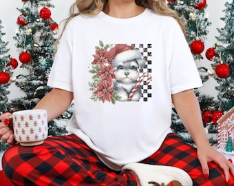 Comfort Colors Christmas Miniature Schnauzer Shirt, Holiday Dog Mom Tee, Cute Schnauzer Shirt, Christmas Dog Lover Gift
