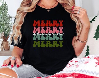 Cute Merry Season Shirt, Comfort Colors Christmas Shirt, Gift for Christmas, Retro Holiday Tee, Womens Holiday Shirt, Cozy Christmas Shirt