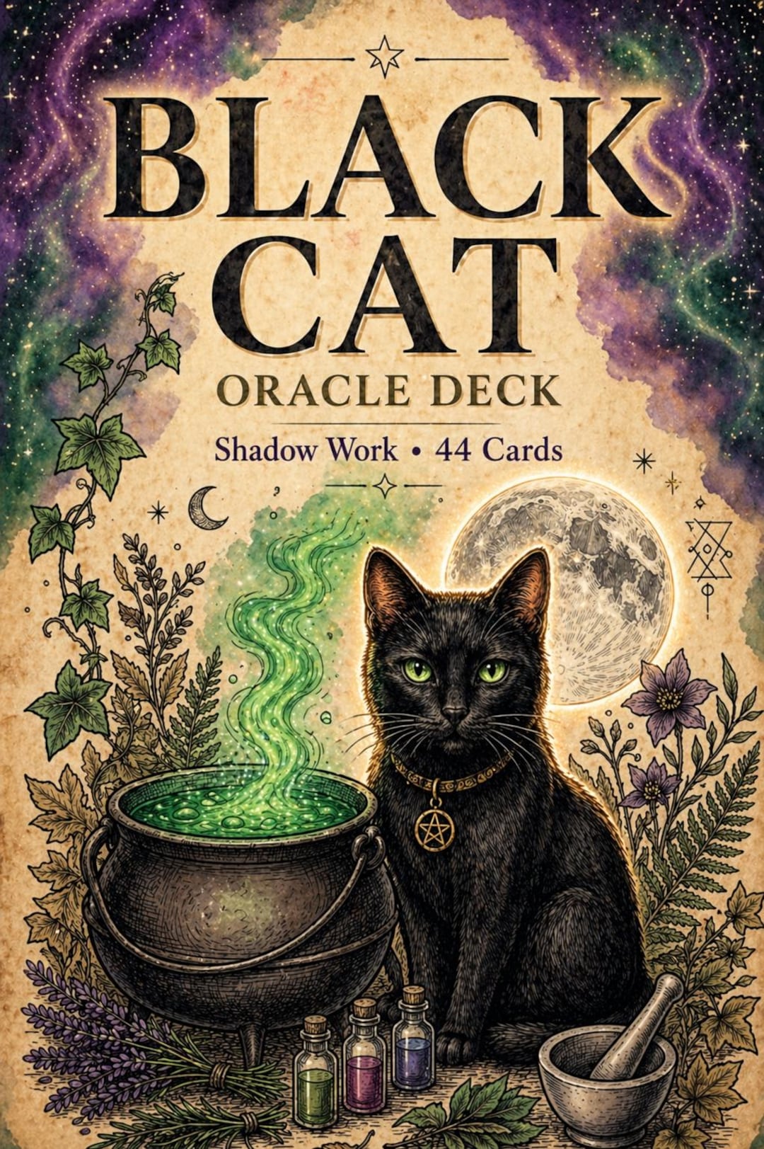 Black Cat Oracle Deck Printable 3.5x5, Large Vintage Oracle Cards PDF ...