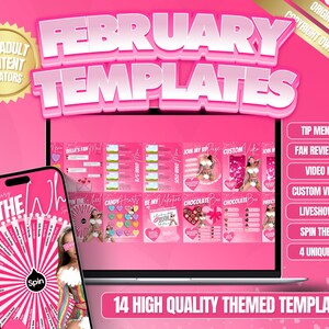 14 OnlyFans February Themed Templates, Valentine's Day Templates, Tip Menu, Video Menus, Valentine's Day Games, Spin The Wheel & More!