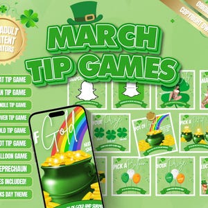 12 個の OnlyFans 3 月のヒント ゲーム テンプレート、聖パトリックの日のヒント ゲーム、Snapchat のヒント ゲーム、Pot of Gold のヒント ゲーム、3 月をテーマにしたテンプレートなど!