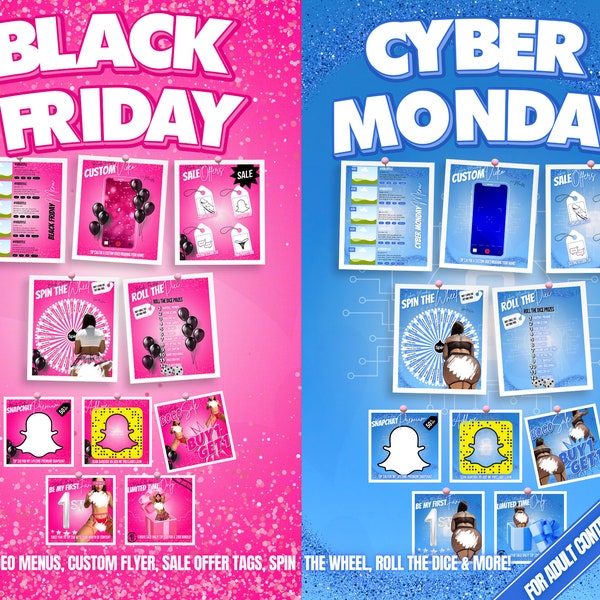 20 Only Fans Black Friday & Cyber Monday Matching Templates! 10 Black Friday Templates, 10 Cyber Monday Templates, Games and More!